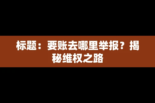 标题：要账去哪里举报？揭秘维权之路